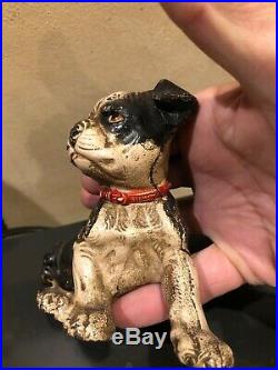 Hubley antique seated Boston terrier pup Cast iron still bank