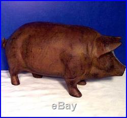 Huge! Rust Pig Piggy Bank-Door Stop-Garden-Cast Iron