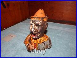 Humpty Dumpty Clown Cast Iron Coin Piggy Bank Mechanical Antique