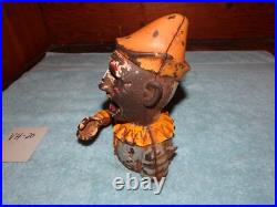 Humpty Dumpty Clown Cast Iron Coin Piggy Bank Mechanical Antique