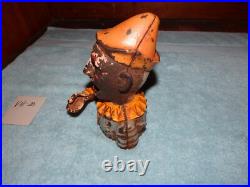 Humpty Dumpty Clown Cast Iron Coin Piggy Bank Mechanical Antique