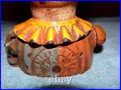 Humpty Dumpty Clown Cast Iron Coin Piggy Bank Mechanical Antique