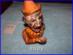 Humpty Dumpty Clown Cast Iron Coin Piggy Bank Mechanical Antique