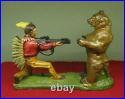 INDIAN SHOOTING BEAR Mechanical Bank Original Antique
