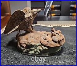 J. & E. Stevens 1883 Mechanical Cast Iron Bank-Eagles & Eaglets