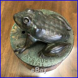 J&E Stevens Cast Iron Mechanical Frog Bank Patented 1872