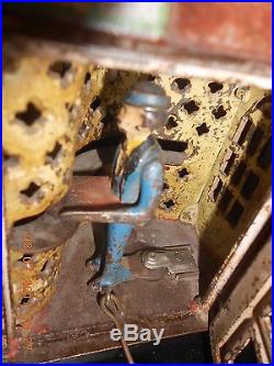 J. E. Stevens Novelty Bank Mechanical Antique Cast Iron c. 1872 Original PAINT