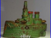 J & E Stevens Oregon Battleship Antique Bank Cast Iron Still 6 1/4 1800
