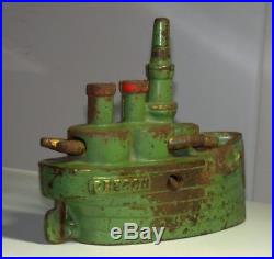 J & E Stevens Oregon Battleship Antique Bank Cast Iron Still 6 1/4 1800's Estate