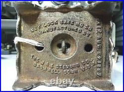 J. E. Stevens Safe Lock No. 50 Pat Aug. 24, 1897 Nickel Plate Cast Iron Bank Key