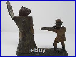 J. & E. Stevens Teddy And The Bear Circa 1907 Cast Iron Bank