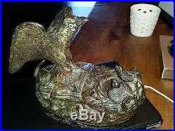 J E Stevens cast iron mechanical bank Eagle and Eaglets antique
