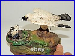 Jon Wright Book of Knowledge Mechanical Cast Iron Eagle Eaglets Bank Reproduced