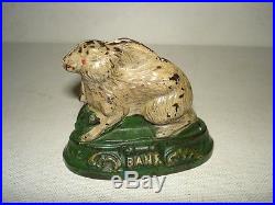 KYSER & REX 1884 RABBIT cast iron still bank - HARD TO FIND early animal BANK