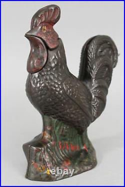 KYSER & REX Mechanical Painted Cast Iron ROOSTER Bank original & working