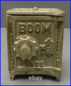 Kenton BOOM SAFE Combination Coin Bank 1910 Nickel-Plated Cast Iron/Steel Vtg