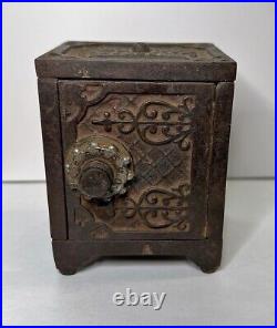 Kenton Brand Antique Cast Iron Coin Deposit Safe Bank with Lock