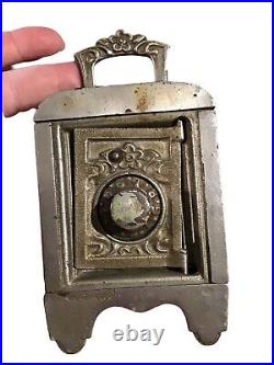 Kenton Brand Ornate Cast Iron Combination Safe Savings Bank Cherubs Antique Vtg