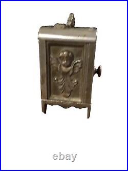 Kenton Ornate Cast Iron Combination Safe Savings Bank Cherubs Antique Vtg