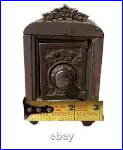 Kenton Ornate Cast Iron Combination Safe Savings Bank Cherubs Antique Vtg