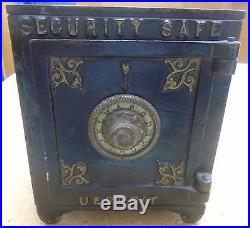 LARGE SECURITY SAFE DEPOSIT CAST IRON BANK with TWO DIAL COMBINATION NoRs