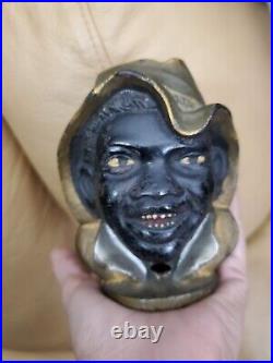 LG ORIGINAL Vintage Antique Johnny Griffin 2 Face Cast Iron Bank A. C Williams VG
