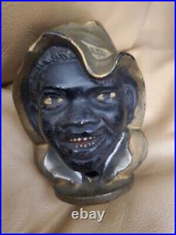 LG ORIGINAL Vintage Antique Johnny Griffin 2 Face Cast Iron Bank A. C Williams VG