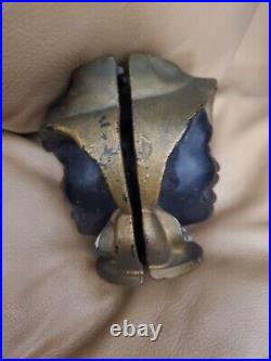 LG ORIGINAL Vintage Antique Johnny Griffin 2 Face Cast Iron Bank A. C Williams VG