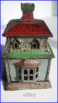 Large Antique Cast Iron CITY BANK with CHIMNEY made in US ca1873 books 4 $3000