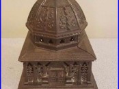 Large Cast Iron Antique Columbia Toy Bank Building
