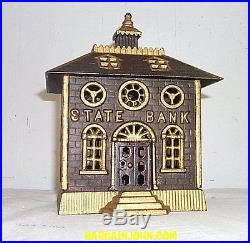 Large STATE BANK Building Antique Cast Iron Toy Bank