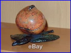 Lovely Keyser and Rex 1882 Cast Iron APPLE STILL BANK with Leaves