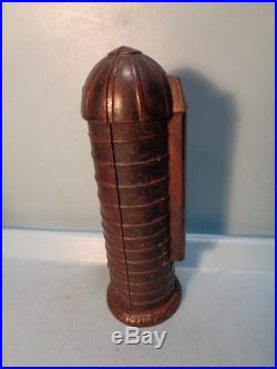 Marietta Silo Cast Iron Bank 5 1/2 USA c. 1900 Copper Electroplated Pristine