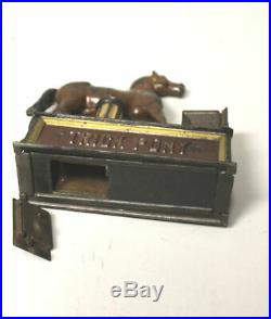 Mechanical Antique Cast Iron Trick Pony Coin Bank