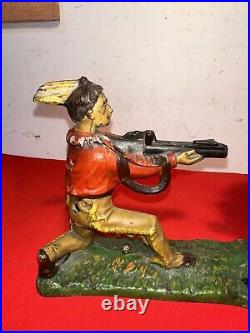 Mechanical Bank Indian Shooting Bear Circa Pat Dat 1888