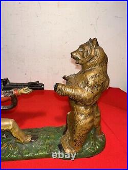 Mechanical Bank Indian Shooting Bear Circa Pat Dat 1888