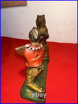 Mechanical Bank Indian Shooting Bear Circa Pat Dat 1888