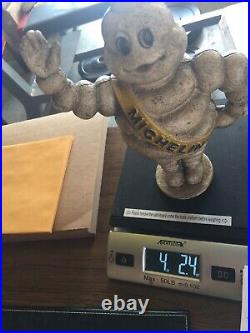 Michelin Tire Man Cast Iron Piggy Bank Car Truck Metal 4LB Patina Collector Auto