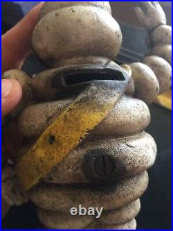 Michelin Tire Man Cast Iron Piggy Bank Car Truck Metal 4LB Patina Collector Auto