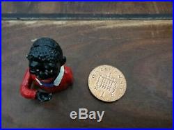 Miniature V. RARE Antique Cast Iron Mechanical Jolly Bank (Sambo Bank) Americana