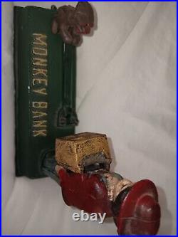 Monkey Bank Vintage Cast Iron Mechanical Coin Bank Working