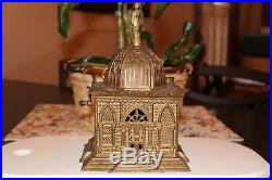 Mosque Bank Cast Iron Mechanical Bank H L Judd Mfg. Co, Gold Wash Version