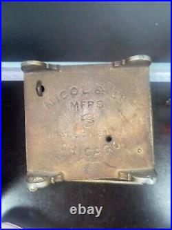 NICHOLS CO. WORLDS FAIR FERRIS WHEEL SAFE BANK with original key antique rare