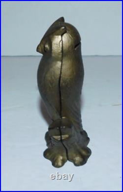 Neat Vintage Cast Iron Be Wise Save Money Owl Bank 5 Tall