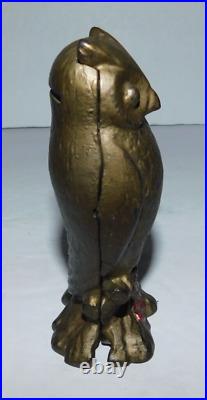 Neat Vintage Cast Iron Be Wise Save Money Owl Bank 5 Tall