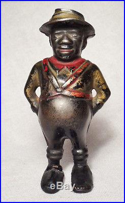 Nice Antique Cast Iron Coin Bank/Painted Black Man by A. C. Williams circa 1901