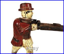 Nice Old Vintage Teddy And The Bear Mechanical Bank Cast Iron Polychrome Paint Nice Old Vintage Teddy And The Bear Mechanical Bank Cast Iron Polychrome Paint