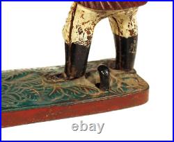 Nice Old Vintage Teddy And The Bear Mechanical Bank Cast Iron Polychrome Paint Nice Old Vintage Teddy And The Bear Mechanical Bank Cast Iron Polychrome Paint