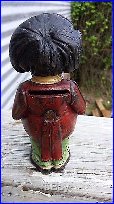 Nice Original Antique Black Americana Cast Iron Figural Still Bank Rare