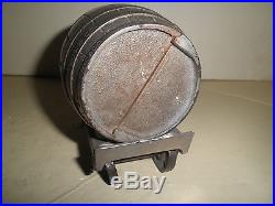 Nice old cast iron White City Barrel #1 on Cart still bank c. 1894